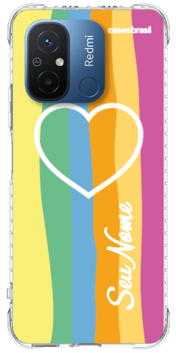 Capinha para Celular Coração delicado Arco-íris Vertical