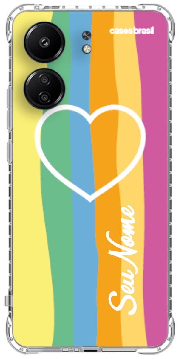 Capinha para Celular Coração delicado Arco-íris Vertical