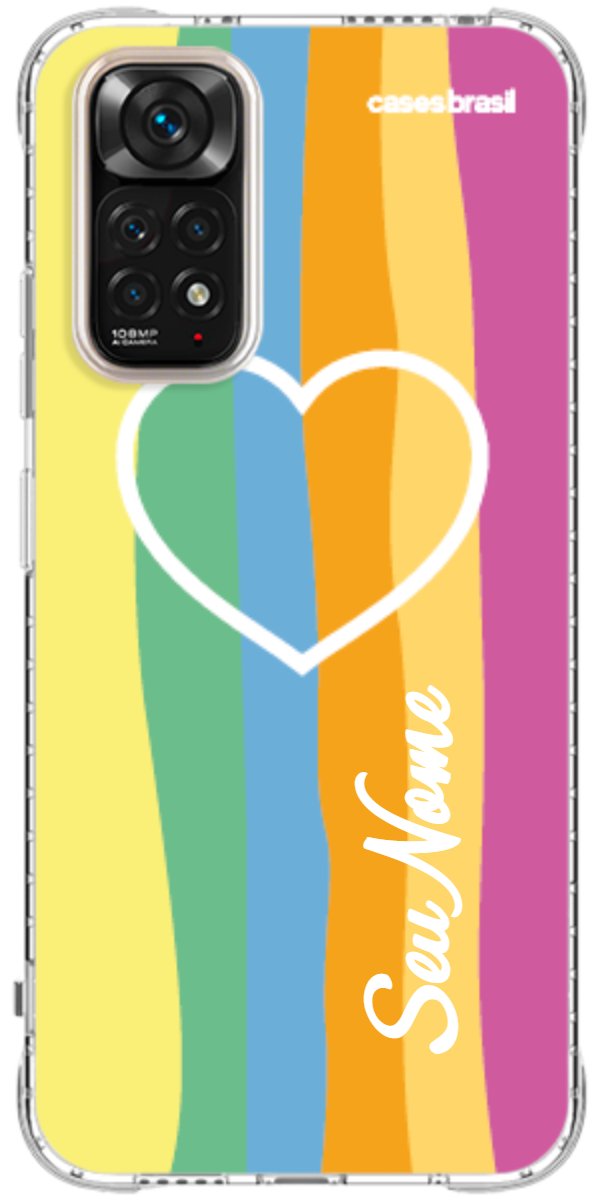Capinha para Celular Coração delicado Arco-íris Vertical
