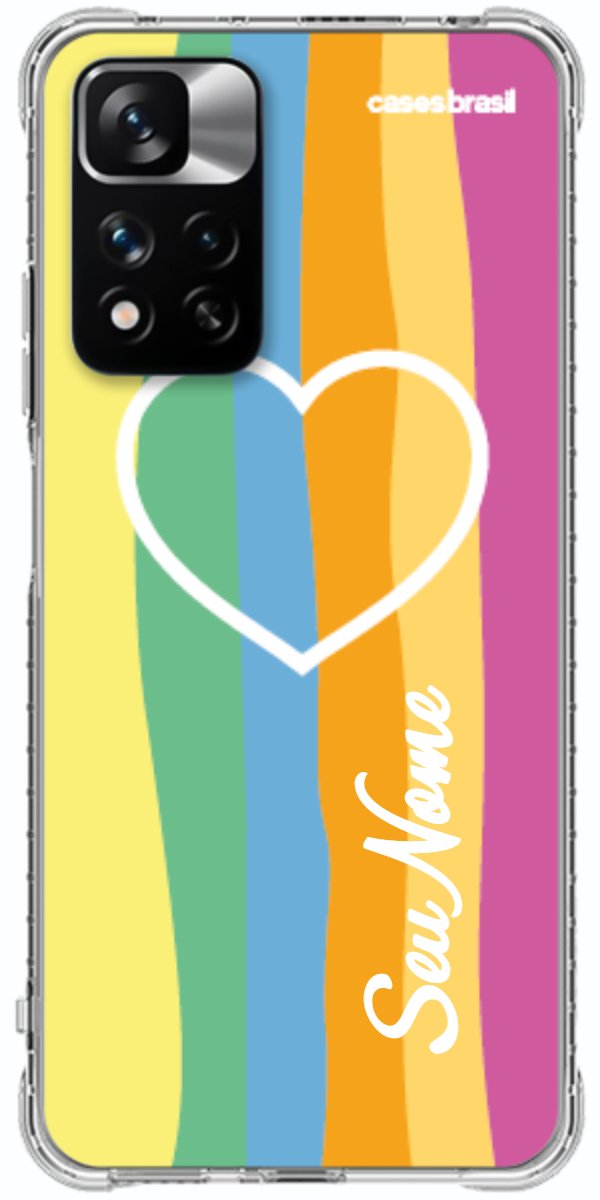 Capinha para Celular Coração delicado Arco-íris Vertical