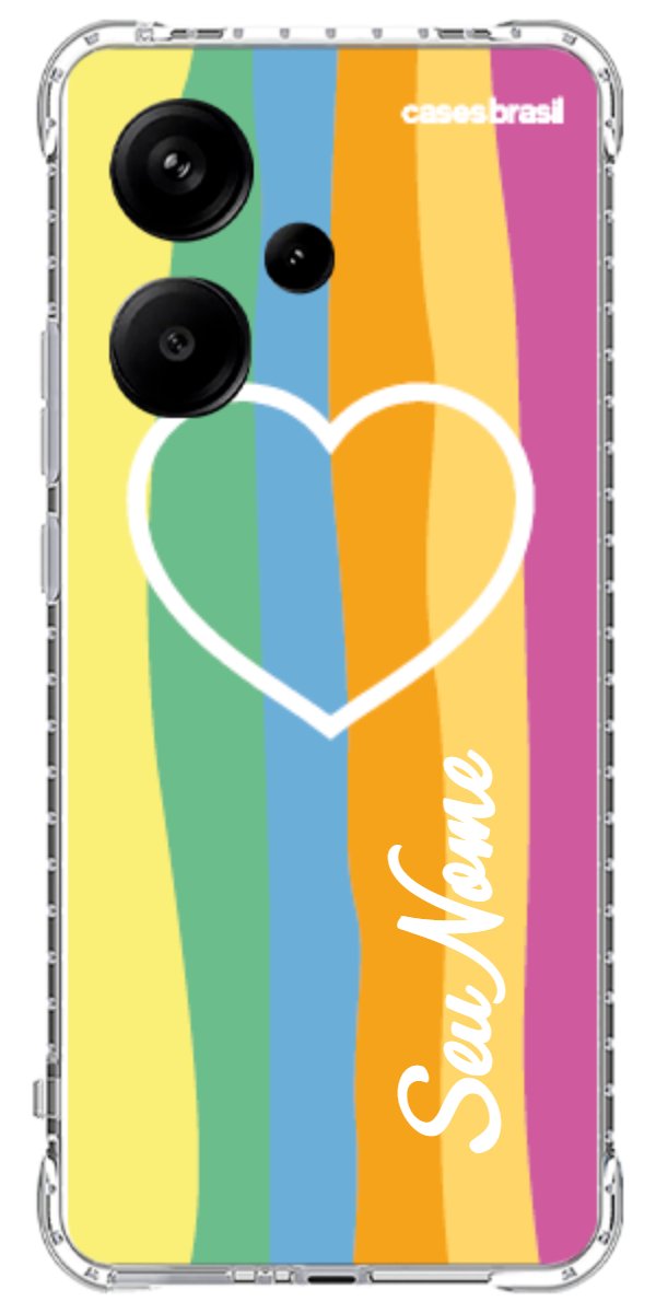 Capinha para Celular Coração delicado Arco-íris Vertical