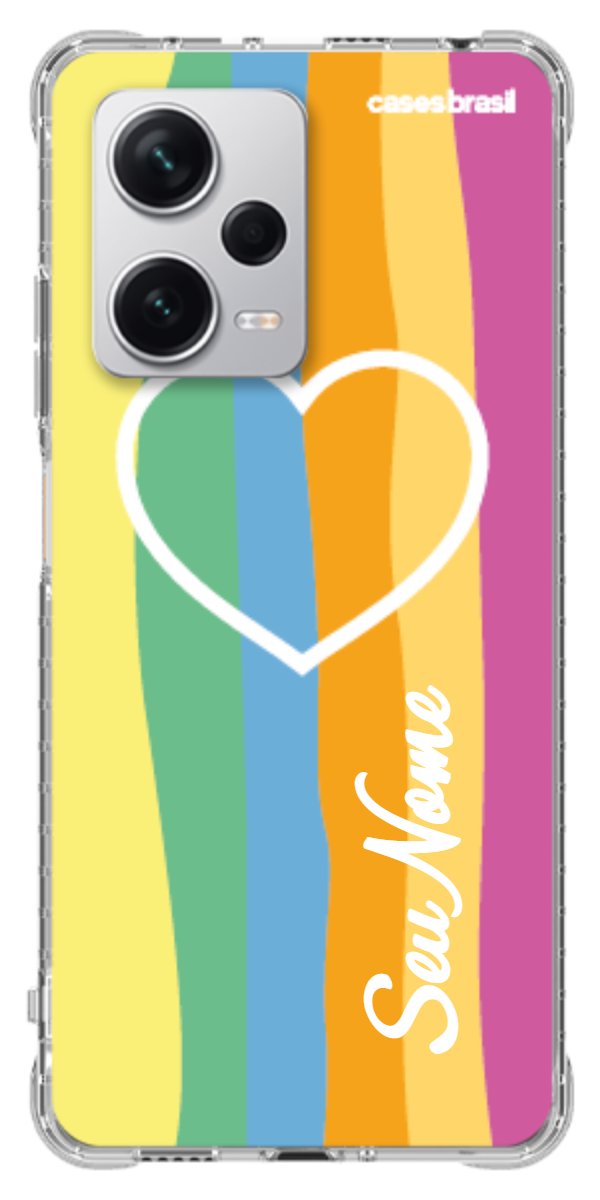 Capinha para Celular Coração delicado Arco-íris Vertical