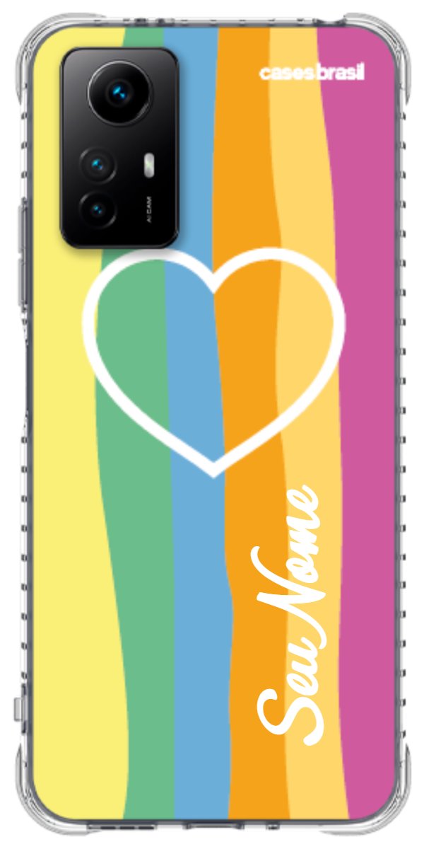 Capinha para Celular Coração delicado Arco-íris Vertical