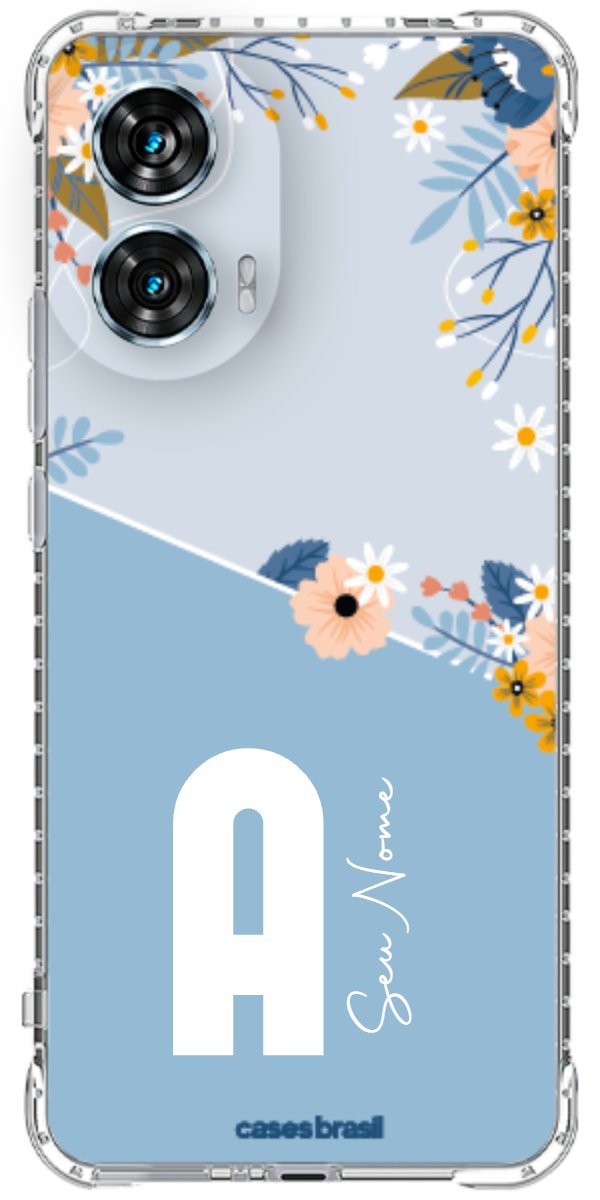 Capinha para Celular Ramo de Flores Azul