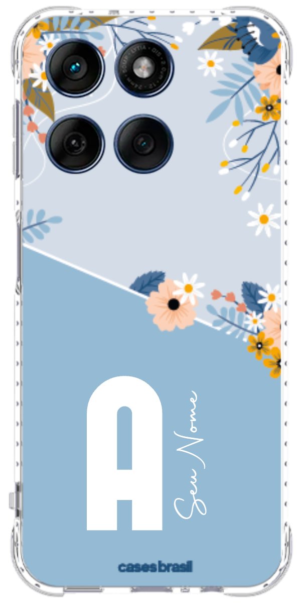 Capinha para Celular Ramo de Flores Azul