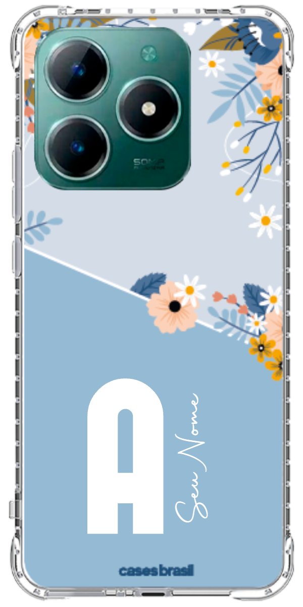 Capinha para Celular Ramo de Flores Azul
