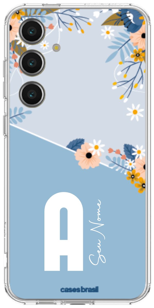 Capinha para Celular Ramo de Flores Azul