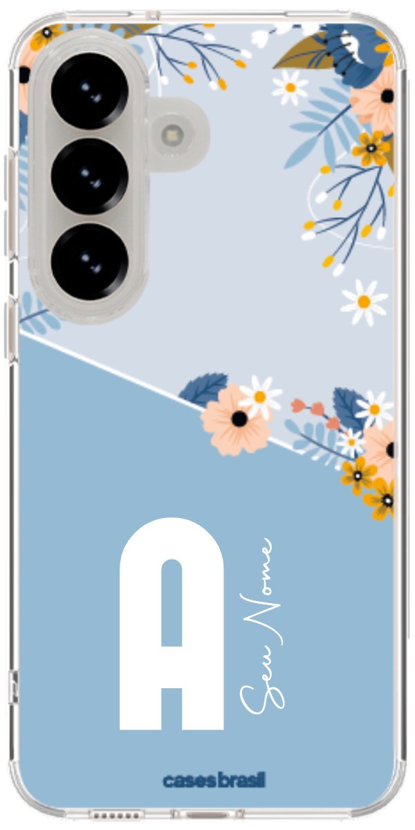 Capinha para Celular Ramo de Flores Azul