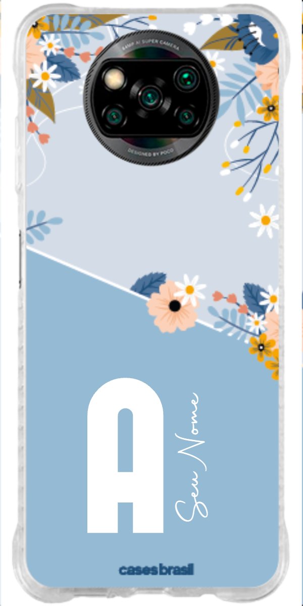 Capinha para Celular Ramo de Flores Azul