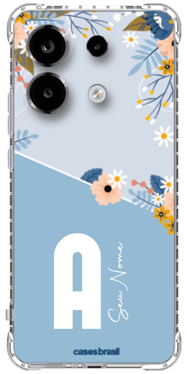 Capinha para Celular Ramo de Flores Azul