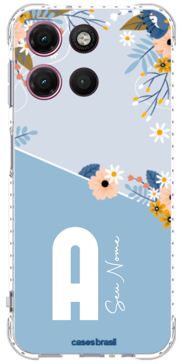 Capinha para Celular Ramo de Flores Azul