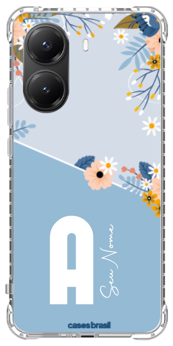 Capinha para Celular Ramo de Flores Azul