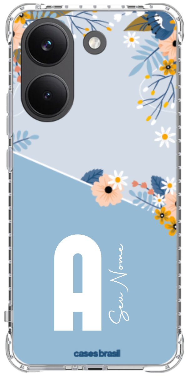 Capinha para Celular Ramo de Flores Azul