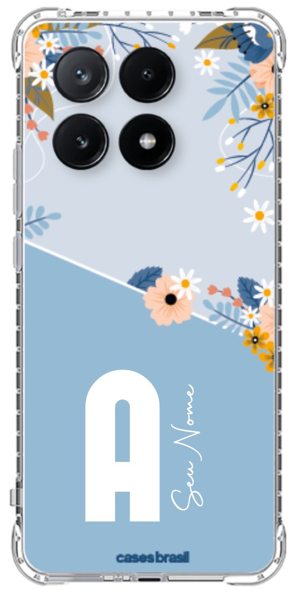 Capinha para Celular Ramo de Flores Azul
