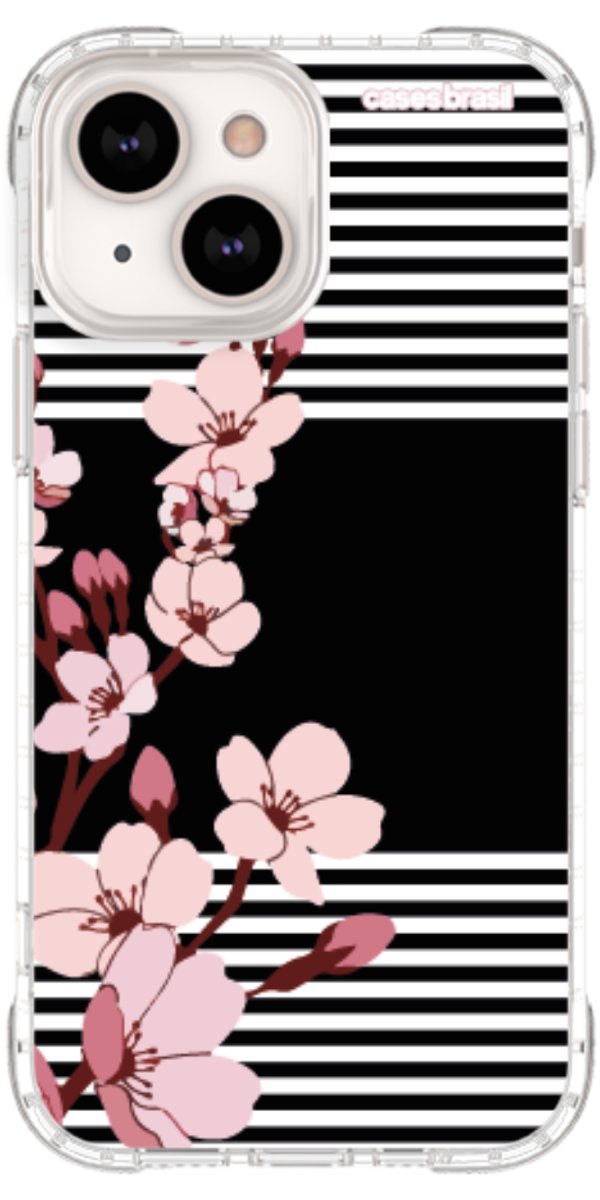 Capinha para Celular Flores de Primavera Listradas