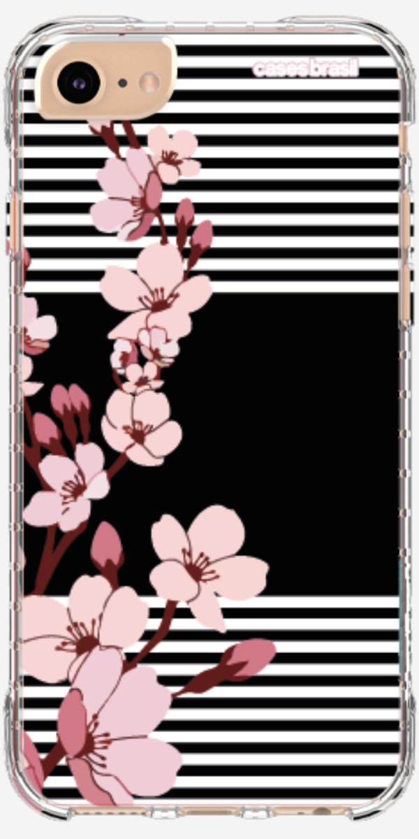 Capinha para Celular Flores de Primavera Listradas