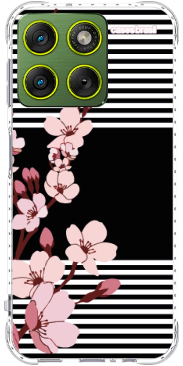 Capinha para Celular Flores de Primavera Listradas