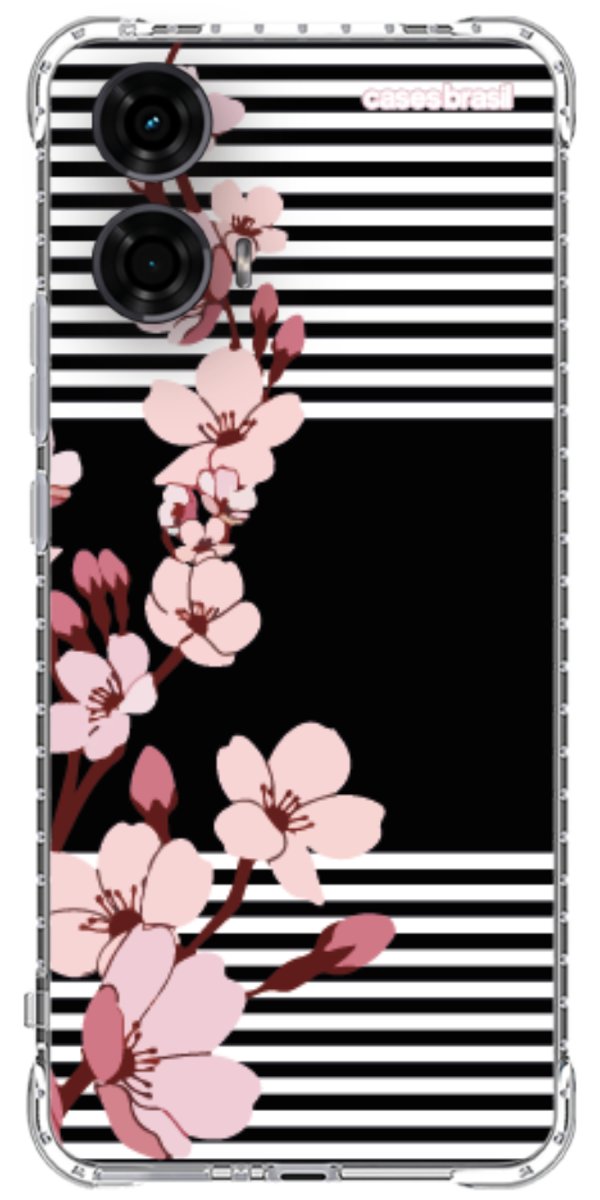 Capinha para Celular Flores de Primavera Listradas