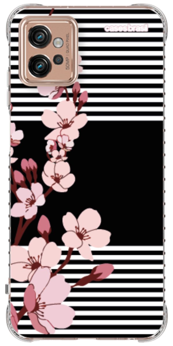 Capinha para Celular Flores de Primavera Listradas