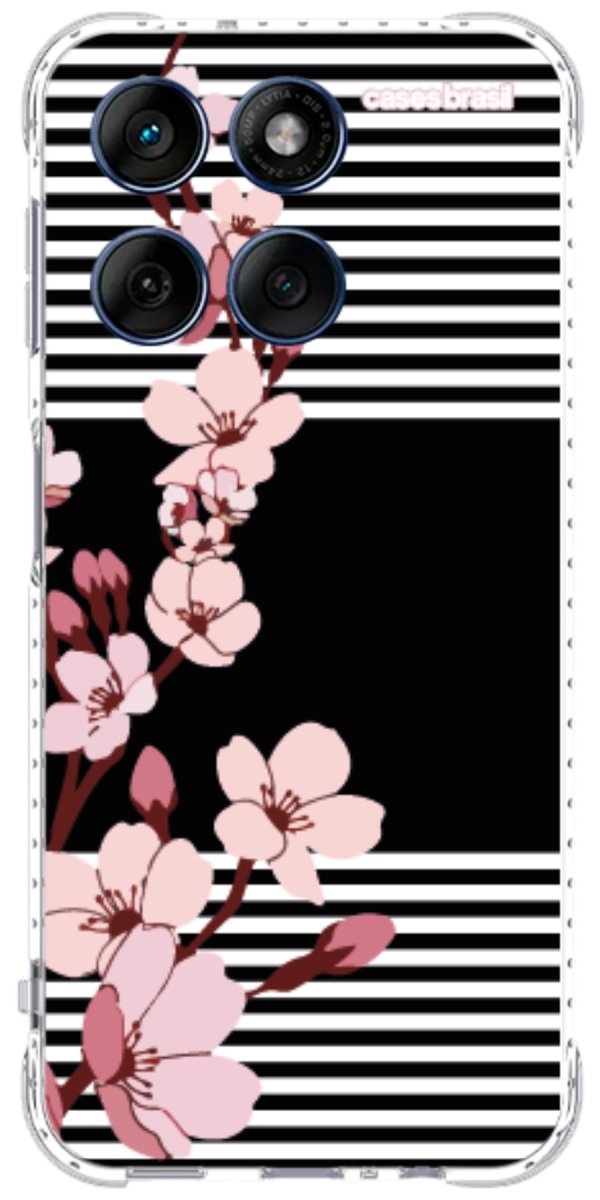 Capinha para Celular Flores de Primavera Listradas