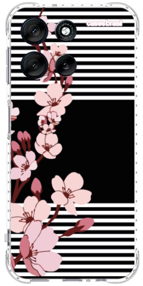Capinha para Celular Flores de Primavera Listradas