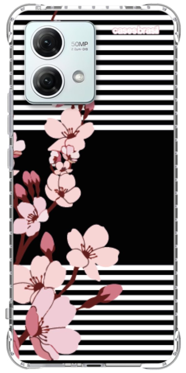 Capinha para Celular Flores de Primavera Listradas