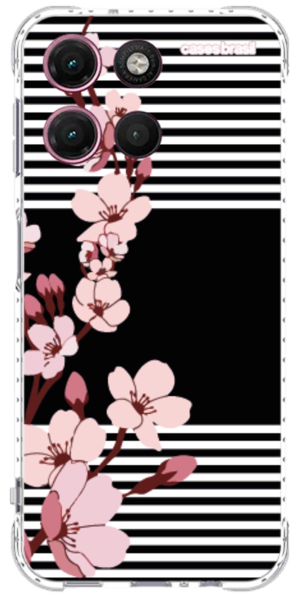 Capinha para Celular Flores de Primavera Listradas