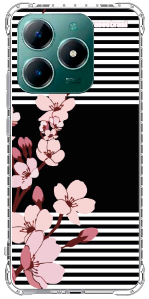Capinha para Celular Flores de Primavera Listradas