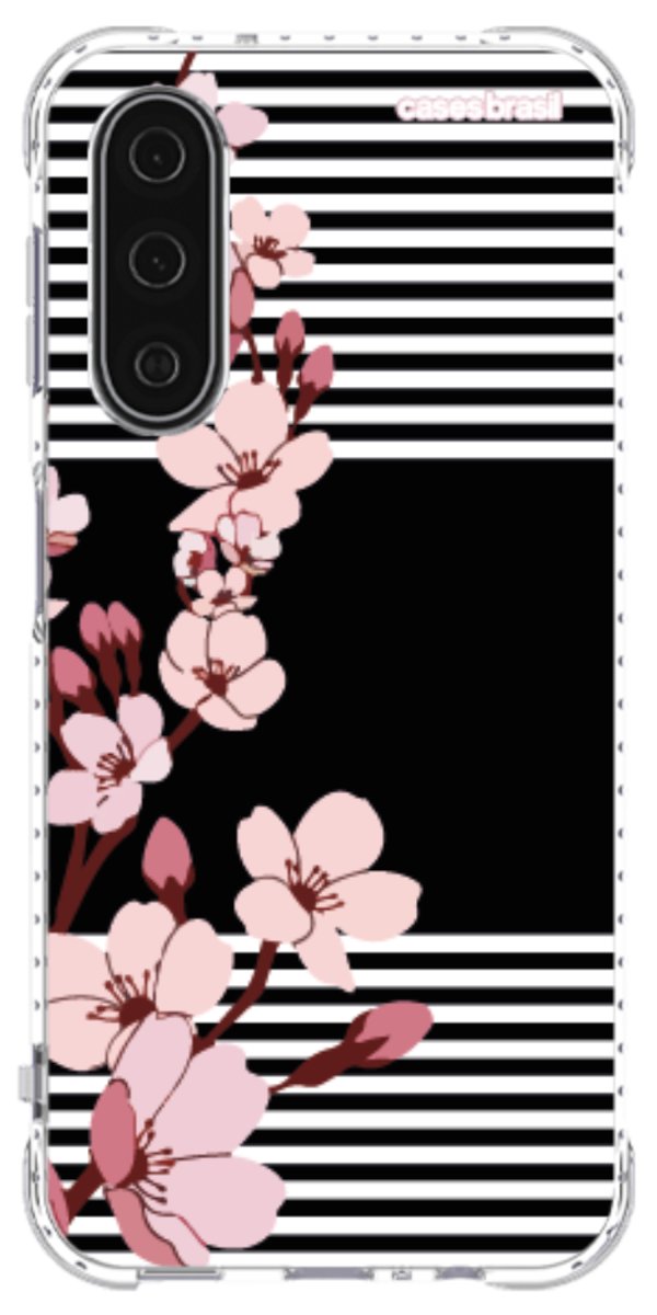 Capinha para Celular Flores de Primavera Listradas