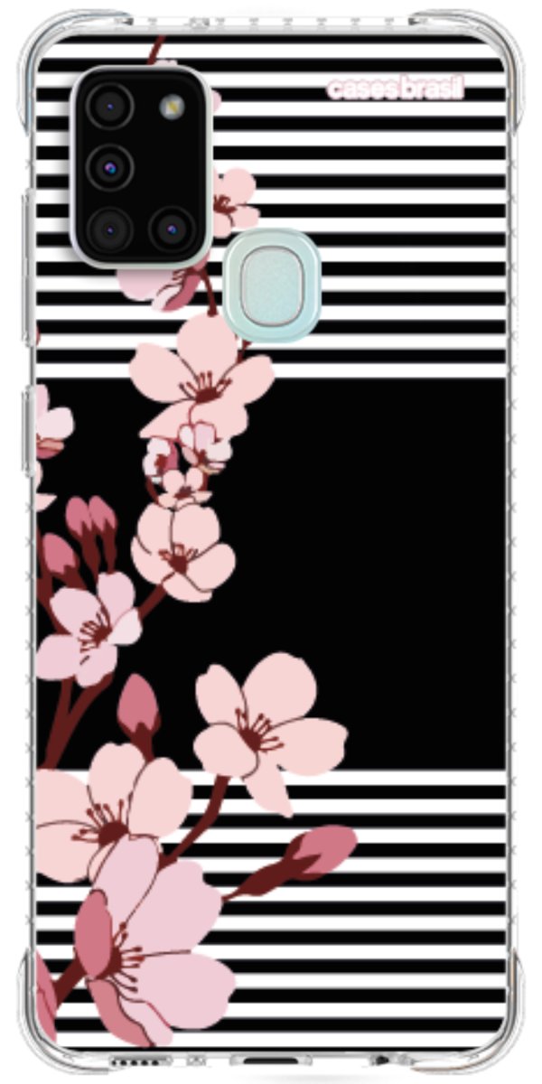 Capinha para Celular Flores de Primavera Listradas