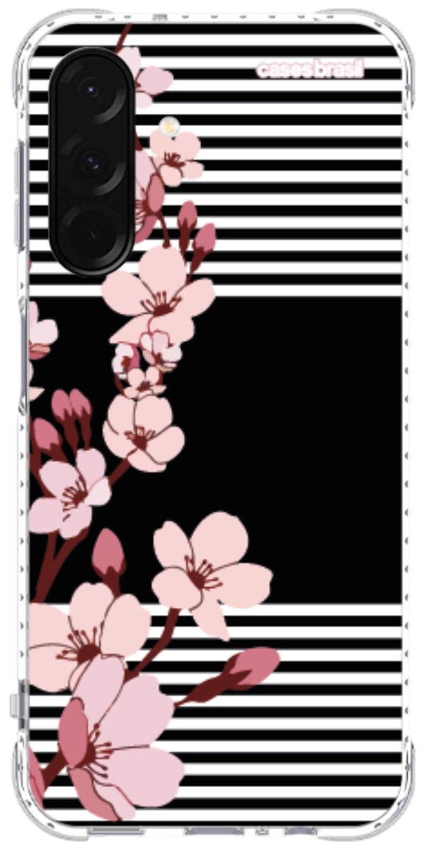 Capinha para Celular Flores de Primavera Listradas