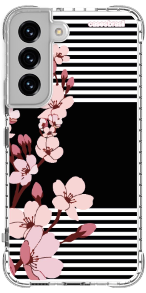 Capinha para Celular Flores de Primavera Listradas