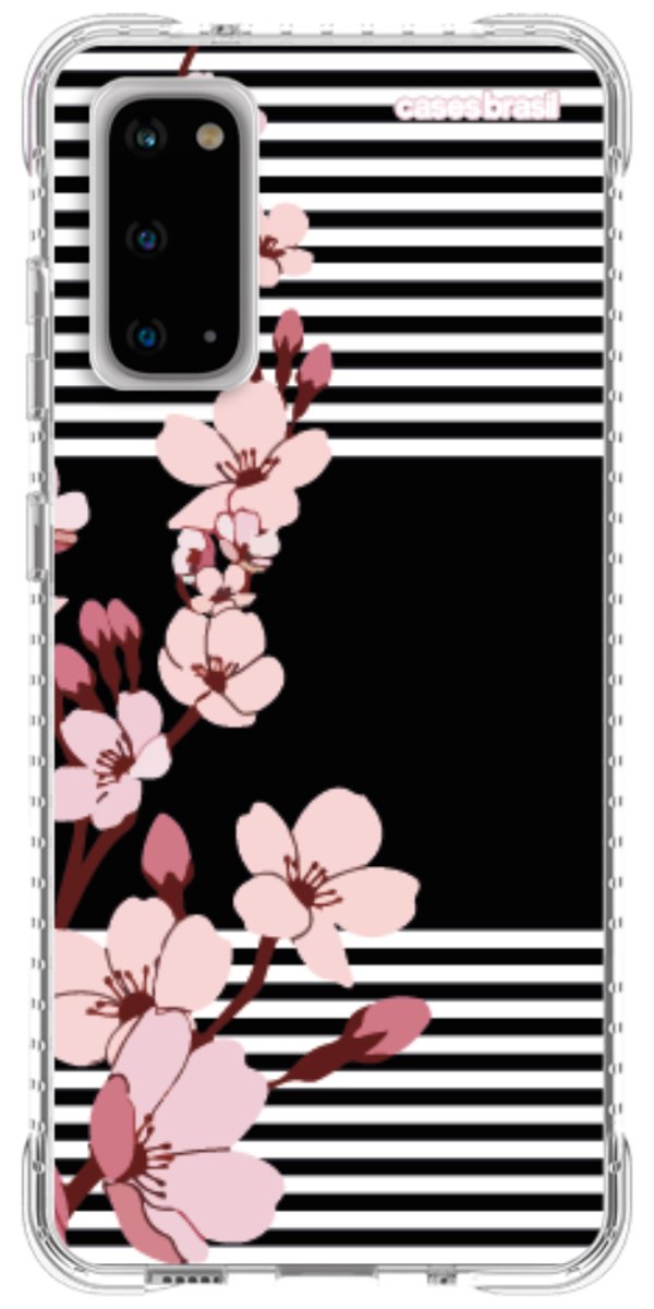 Capinha para Celular Flores de Primavera Listradas