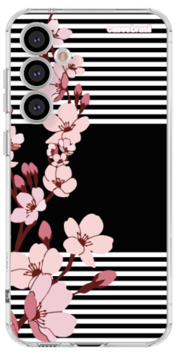 Capinha para Celular Flores de Primavera Listradas