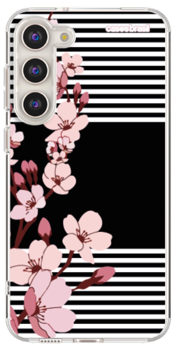 Capinha para Celular Flores de Primavera Listradas