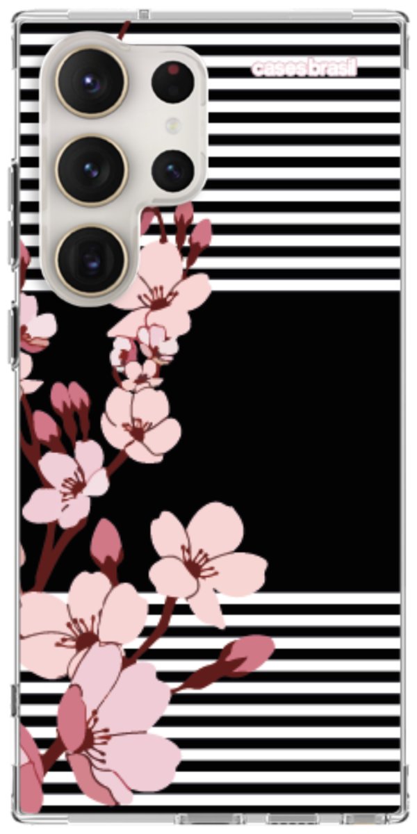 Capinha para Celular Flores de Primavera Listradas