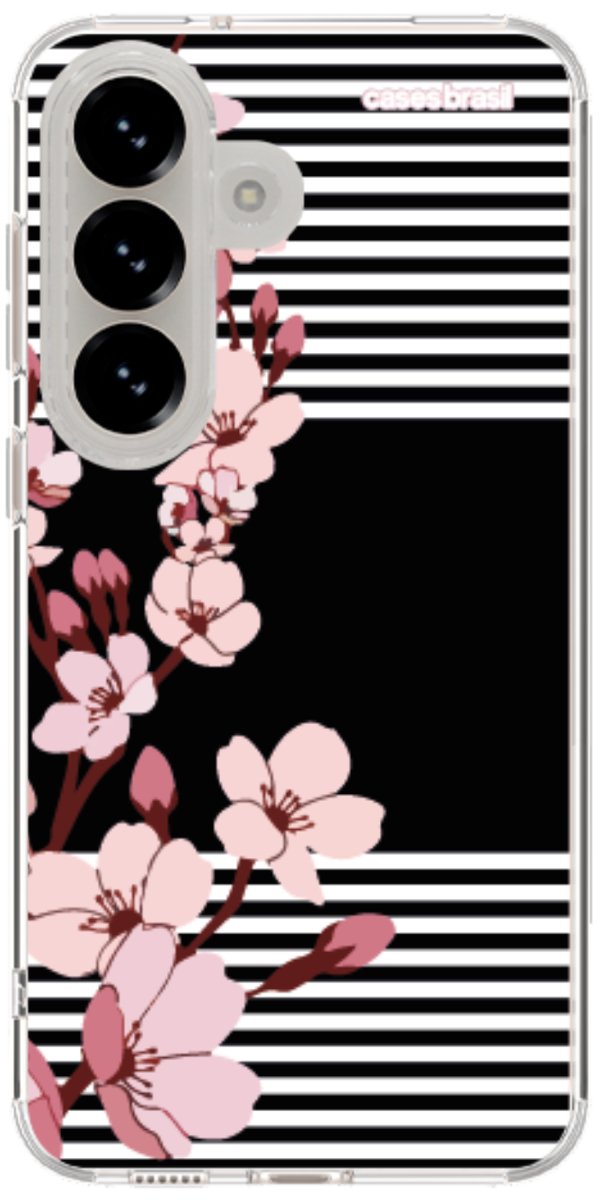 Capinha para Celular Flores de Primavera Listradas