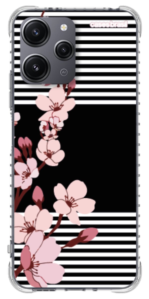 Capinha para Celular Flores de Primavera Listradas