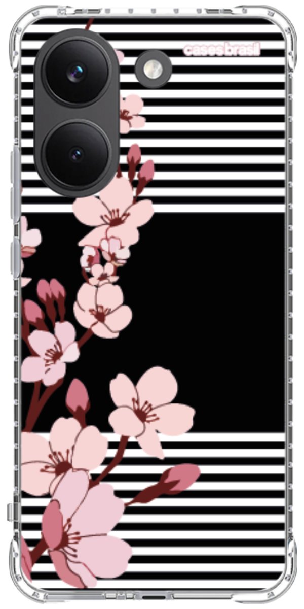 Capinha para Celular Flores de Primavera Listradas