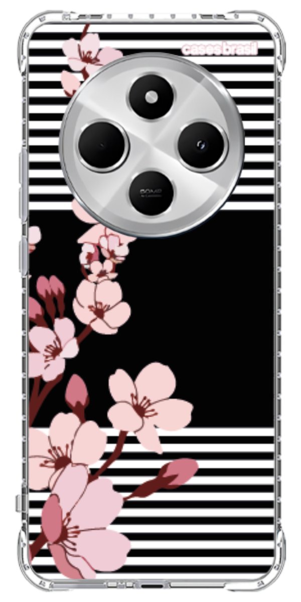 Capinha para Celular Flores de Primavera Listradas