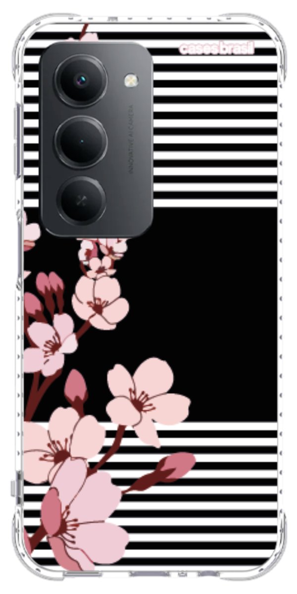 Capinha para Celular Flores de Primavera Listradas
