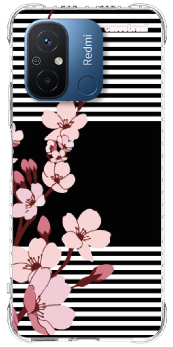 Capinha para Celular Flores de Primavera Listradas
