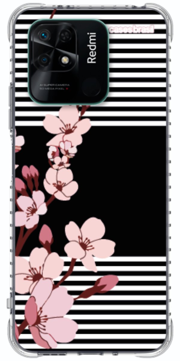 Capinha para Celular Flores de Primavera Listradas