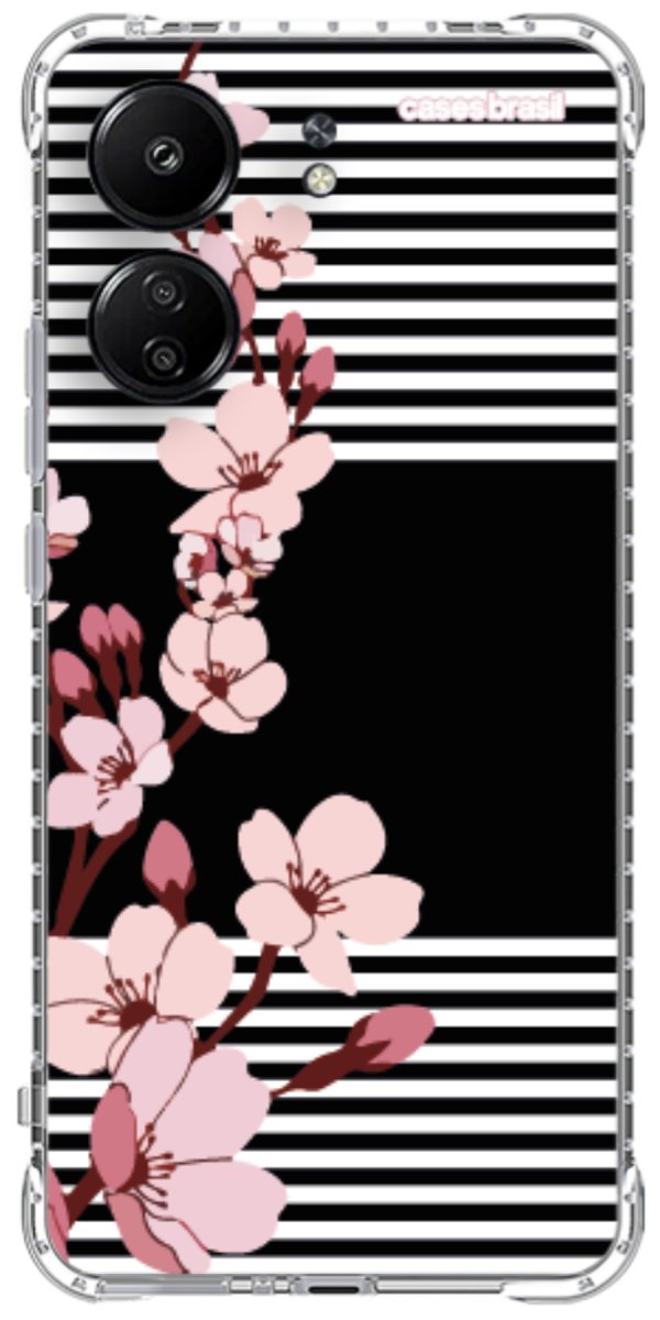 Capinha para Celular Flores de Primavera Listradas