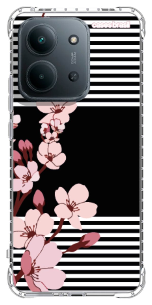 Capinha para Celular Flores de Primavera Listradas