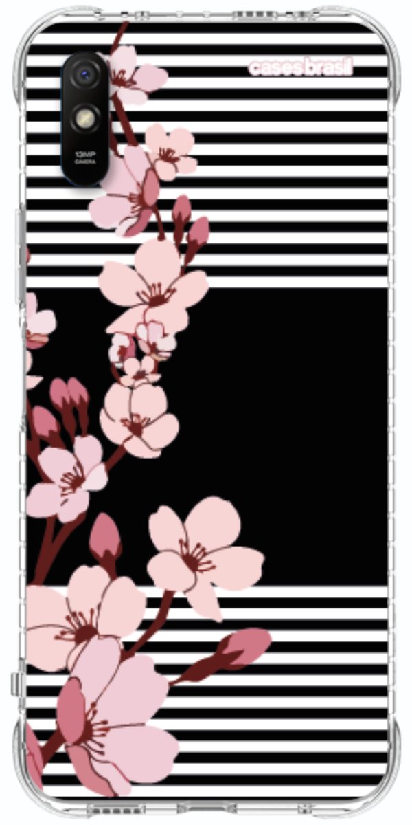 Capinha para Celular Flores de Primavera Listradas