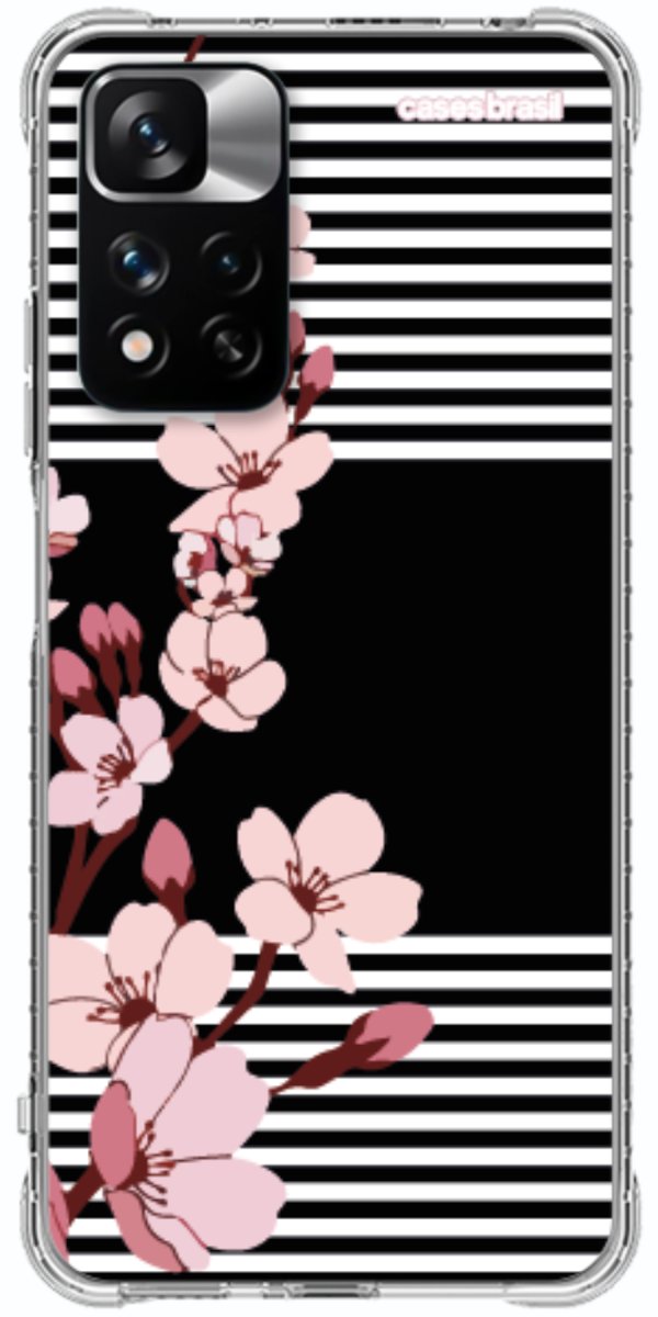 Capinha para Celular Flores de Primavera Listradas