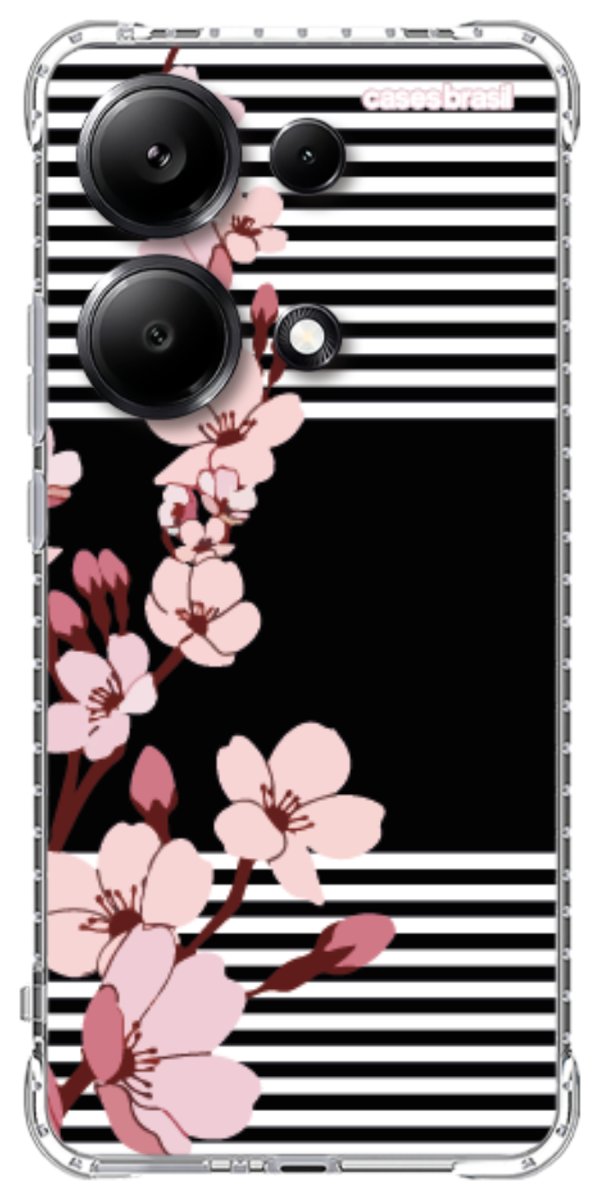 Capinha para Celular Flores de Primavera Listradas