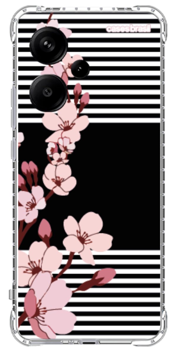Capinha para Celular Flores de Primavera Listradas