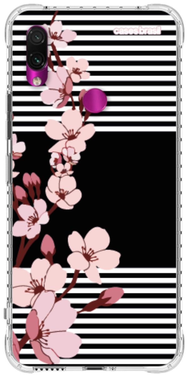 Capinha para Celular Flores de Primavera Listradas